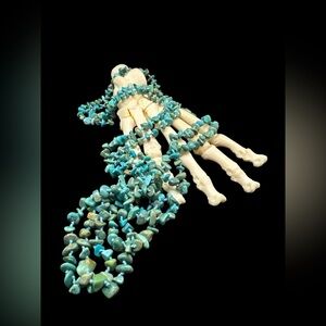 Vintage Sterling Silver Southwest Knotted Turquoise Opera Length Necklace 83”